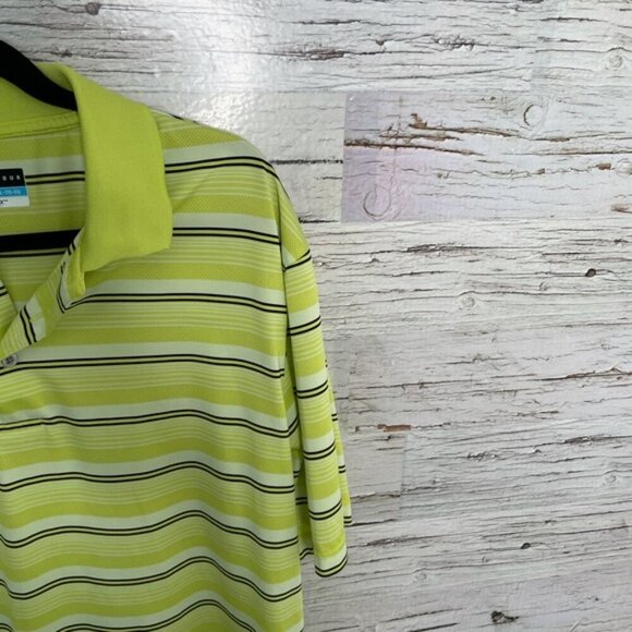 PGA tour yellow striped golf shirt XL top polo - Picture 4 of 10